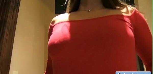  Sexy and naughty natural big tit teen Summer try different sexy dinner outfits and reveal her big boobs